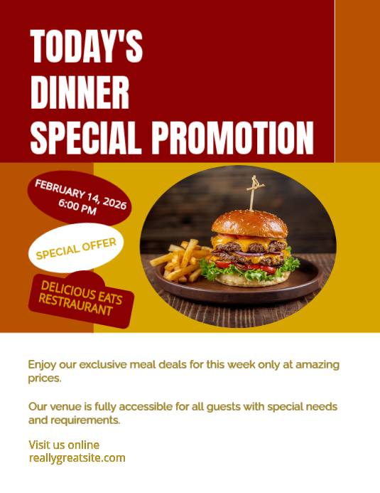Dinner Special Promotion Flyer – Restaurant Food Offer Template ...