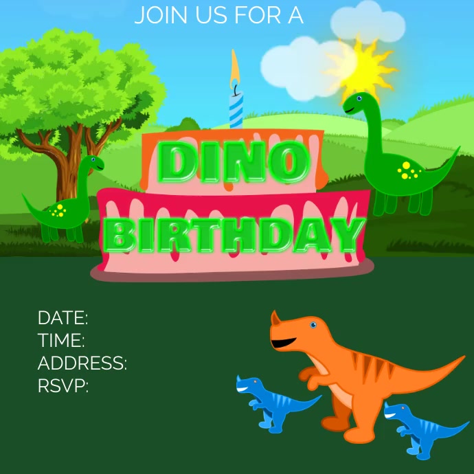 dino-birthday-template-postermywall for Free Printable Dinosaur Happy Birthday Banner Template Dino Birthday Template | PosterMyWall for Free Printable Dinosaur Happy Birthday Banner Template