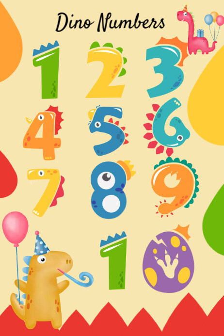 dino numbers Poster template