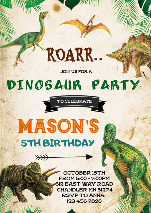 Modele Invitation Anniversaire Dinosaure Postermywall Modele Invitation Anniversaire Dinosaure Postermywall