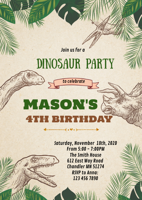 Modele Dinosaure Invitation Fete Anniversaire Postermywall Modele Dinosaure Invitation Fete Anniversaire Postermywall