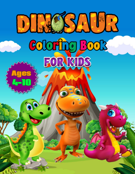Dinosaur Coloring Book Cover Template PosterMyWall Dinosaur coloring book cover template postermywall