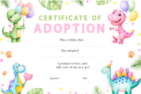 Dinosaur Pet Adoption Certificate Etiket template