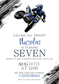 Dirt bike Birthday Party Invitation Template A4