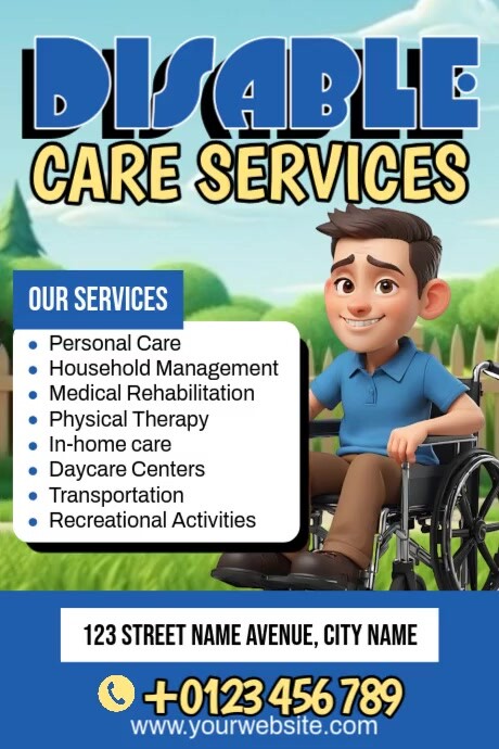 Disabled Care Services Ads Plakkaat template