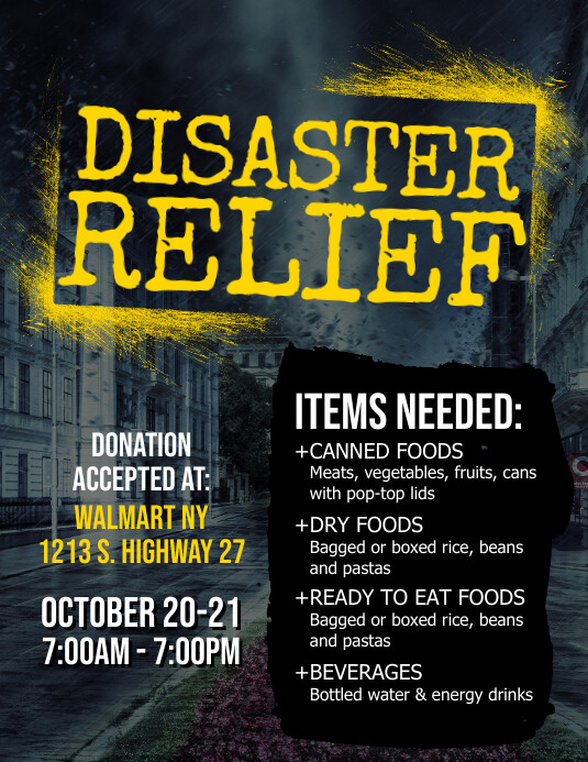 Disaster Relief Flyer Template Postermywall