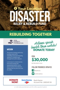 Disaster Relief Fundraiser Flyer Poster Affiche template