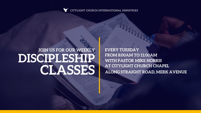 DISCIPLESHIP CLASSES FLYER design Digital Display (16:9) template