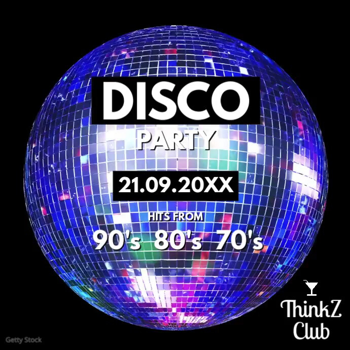 Disco Ball Party 80's 90's 70's Night Club As Wpis na Instagrama template