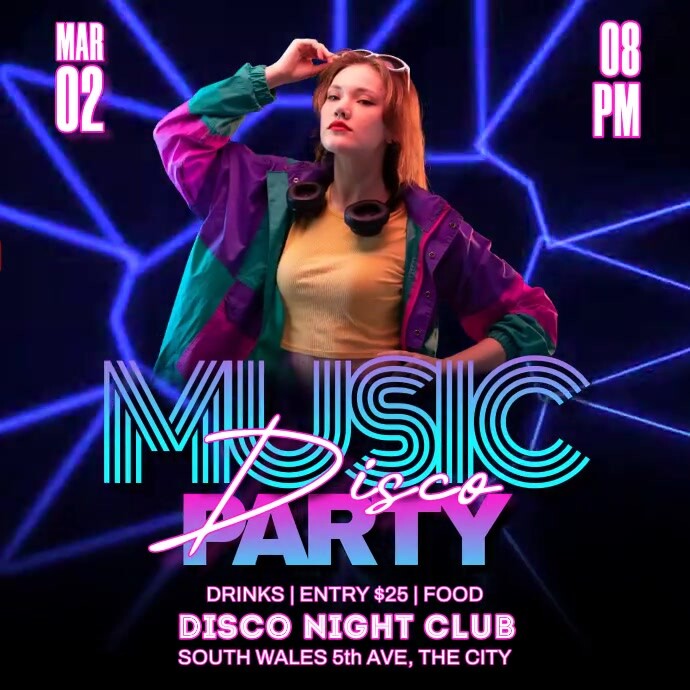 Disco Dj Party Iphosti le-Instagram template