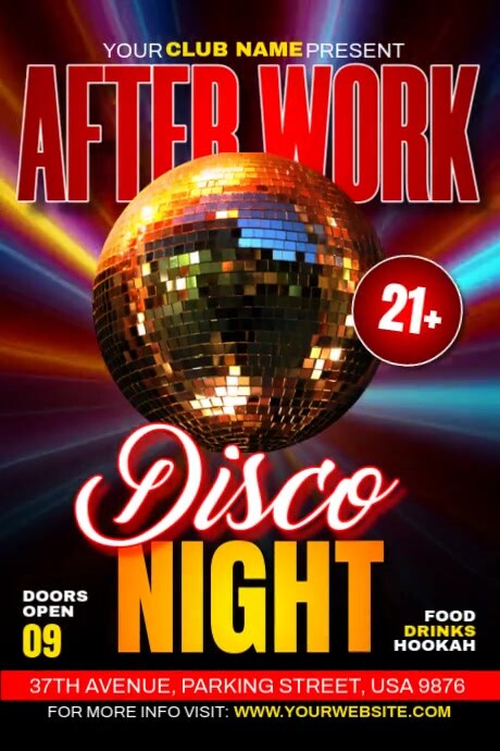 Black Disco Night Ads Posters Template | PosterMyWall
