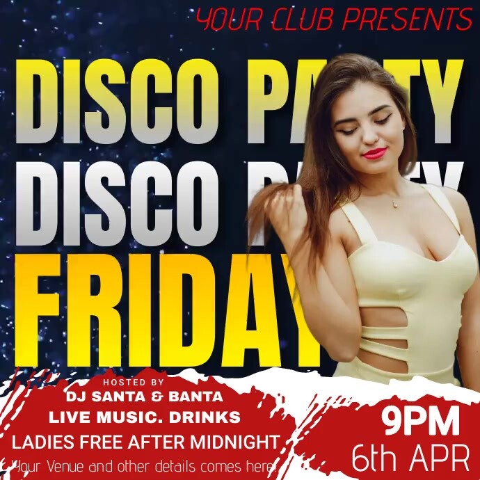 disco night /musical night/event night Instagram Post template