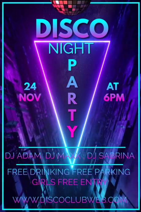 DISCO NIGHT PARTY โปสเตอร์ template