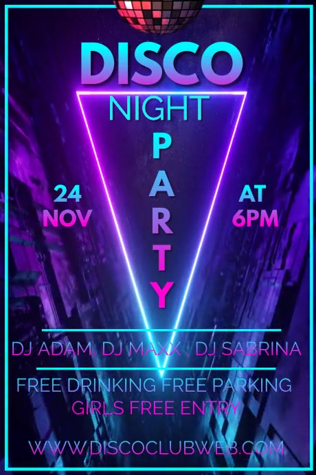 DISCO NIGHT PARTY 海报 template