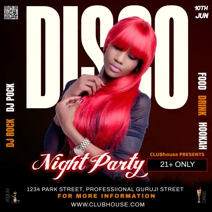 disco night party โพสต์บน Instagram template