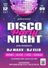 Disco Night Party Event Poster Template A4