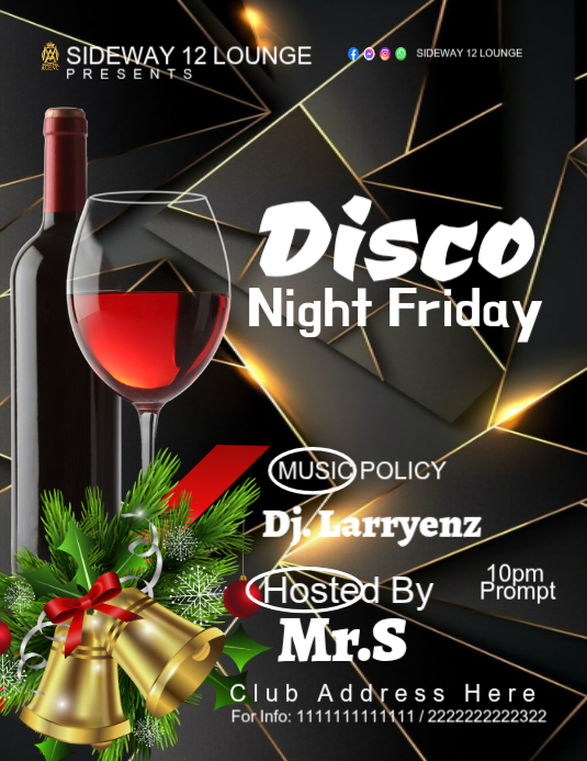 Black Disco Night Flyers Template | PosterMyWall