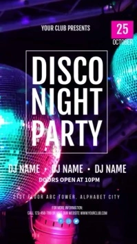 Disco Night Party Template Digital Display (9:16)