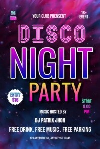 Disco night party video Poster template