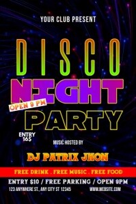 Disco night party video Póster template