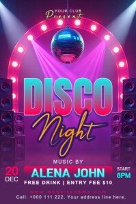 Disco Night Template Banner 4' × 6'