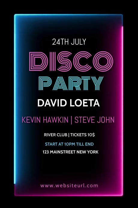 Disco party,music, night party Poster template