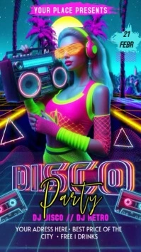 Disco Party Pantalla Digital (9:16) template