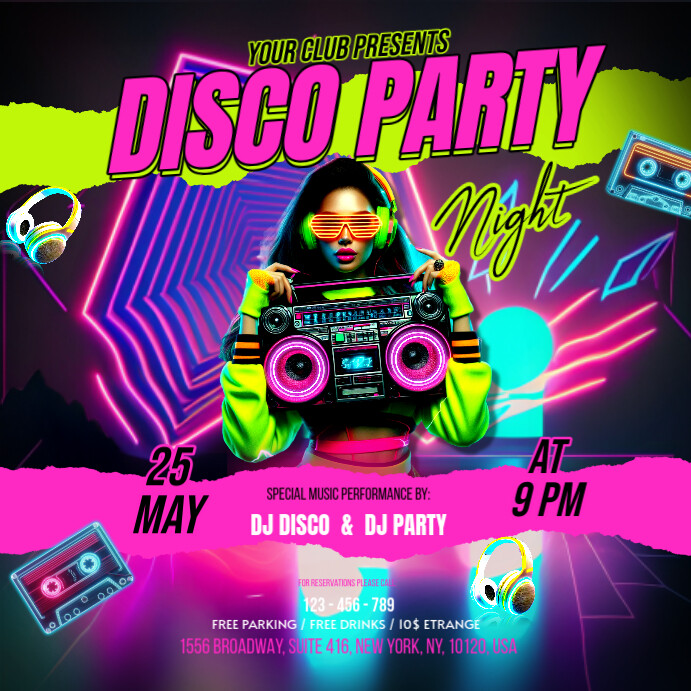 Disco Party Instagram Post template