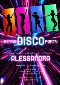 Disco Party Invitation A4 template