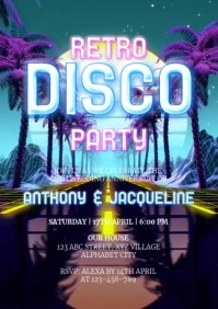 Disco Party Invitation A4 template