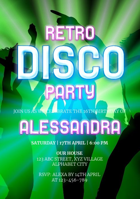 Disco Invite Example Disco Party Invitation Template | PosterMyWall