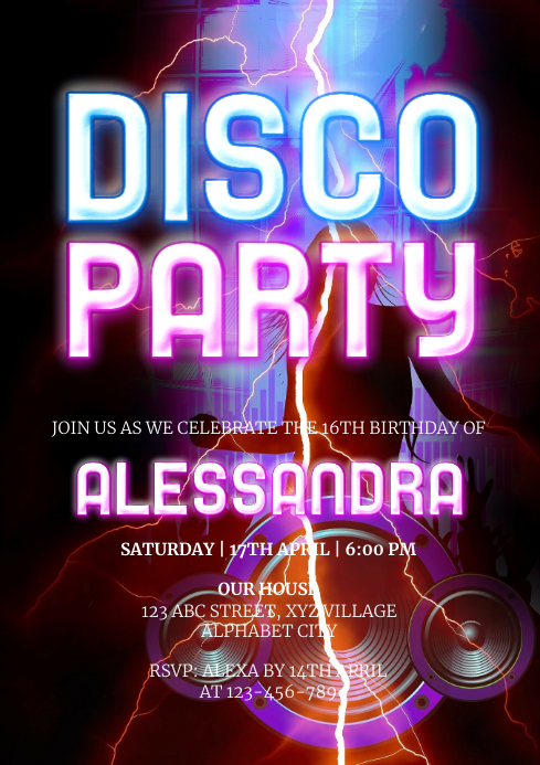 Disco Invite Example Disco Party Invitation Template | PosterMyWall