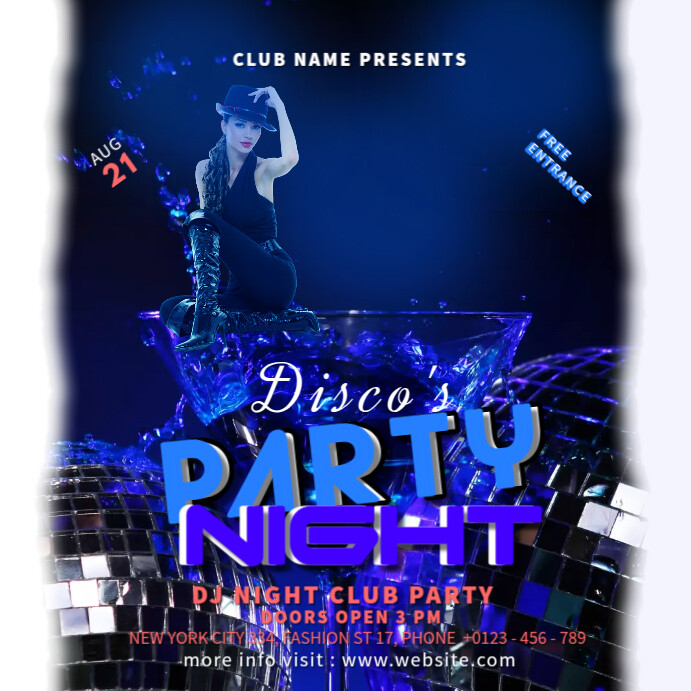 Disco Party Night Instagram Post template