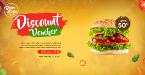 Orange Discount Voucher Facebook Shared Image Template
