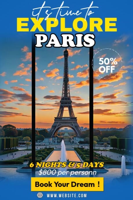 Travel and explore Paris Iphosta template