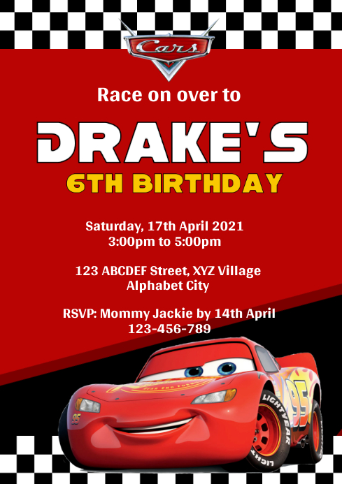 Disney Cars Birthday Invitation Template | PosterMyWall