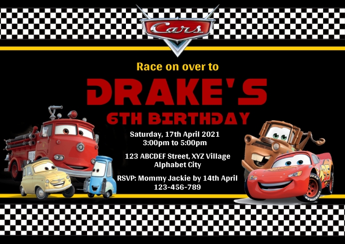 Disney Cars Birthday Invitation Template | PosterMyWall