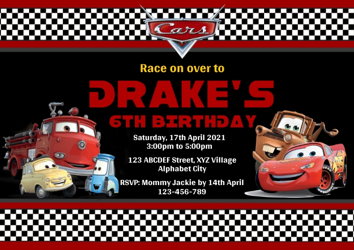 Disney Cars Birthday Invitation Template | PosterMyWall