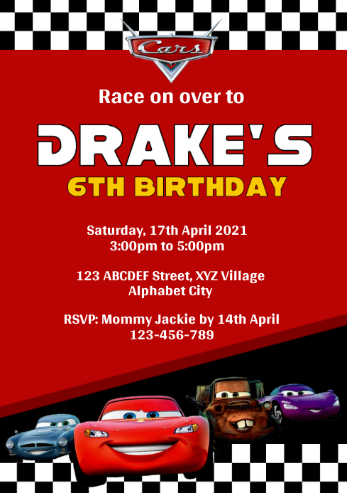 Disney Cars Birthday Invitation Template | PosterMyWall