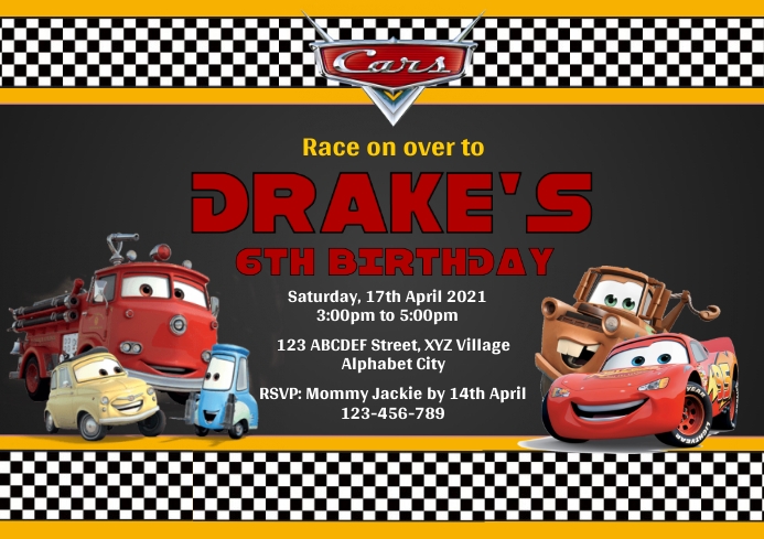 Disney Cars Birthday Invitation Template | PosterMyWall