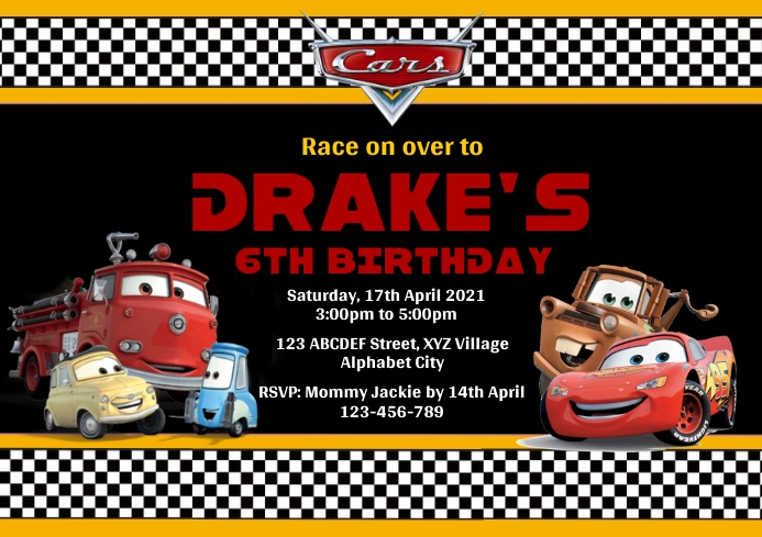 Disney Cars Birthday Invitation Template | PosterMyWall