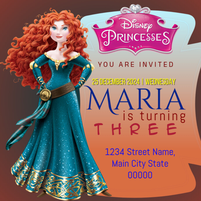 Disney Princess Posts Plantilla de Disney Princess Birthday Instagram Post | PosterMyWall