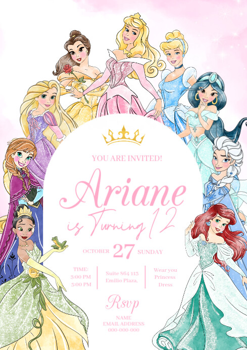 princess dress invitation template Princess Dress Birthday Party Invitation Gilm Press