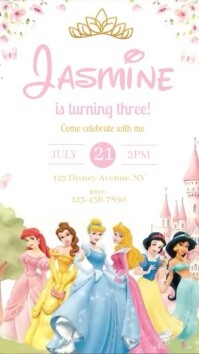 Wit Princess Birthday Invitation เรื่องราวบน Instagram Template