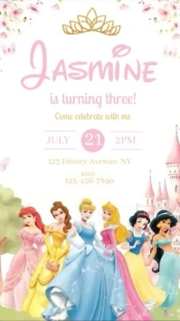 disney princess birthday invitation Instagram Story template