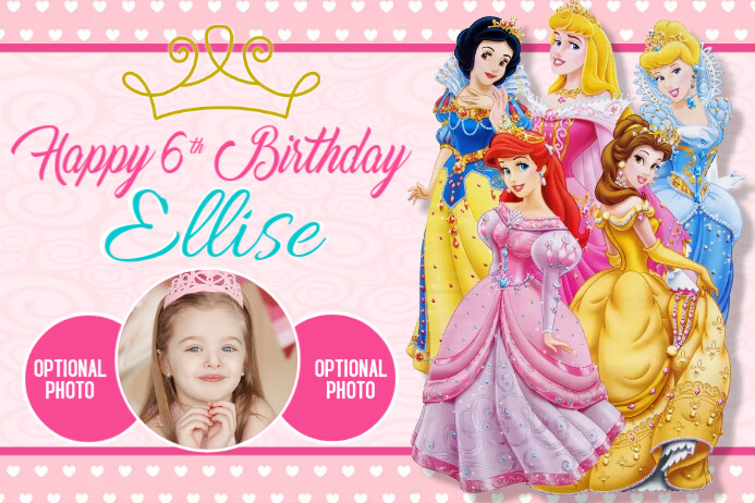 Disney Princess Transparent 4 stopy × 6 stóp template