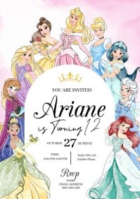 Wit Princess Birthday Invitation A3 Template