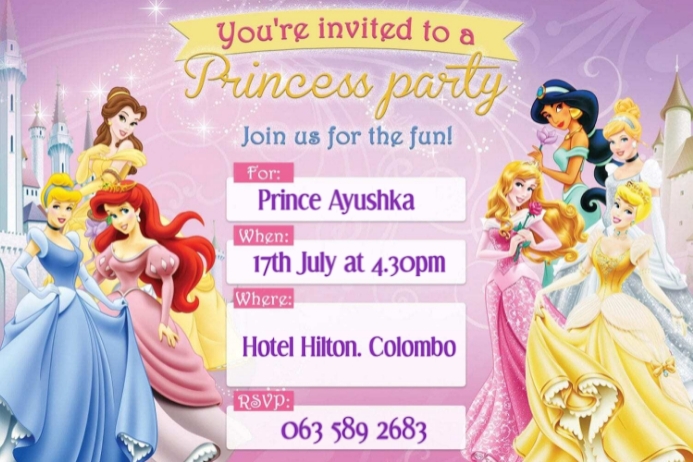 Disney princess invitation Template | PosterMyWall disney-princess-invitation-template-postermywall