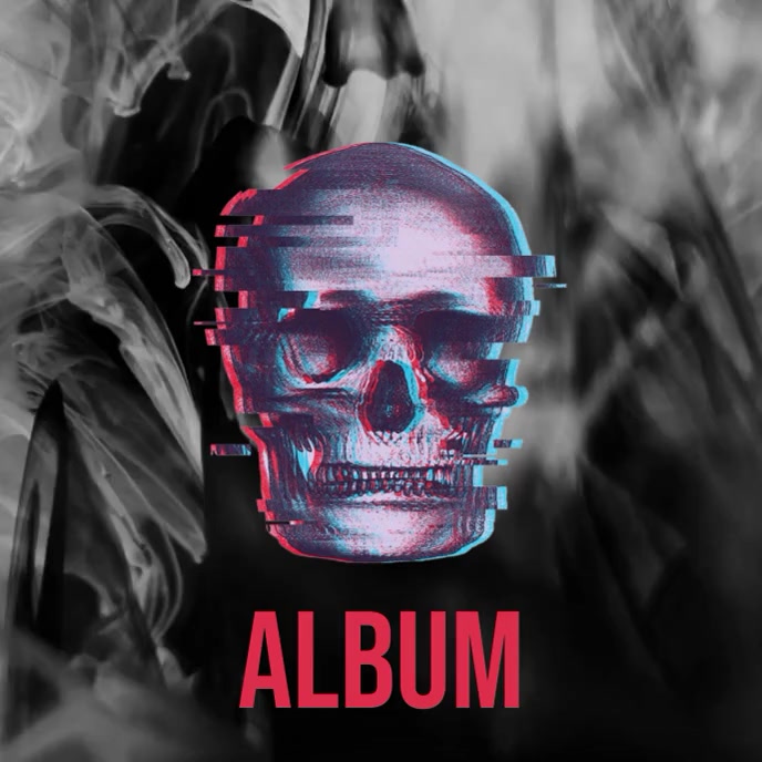 Distorted skull illustration video album art Template | PosterMyWall