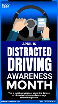 Distracted Driving Awareness Month Ad Instagram Story template